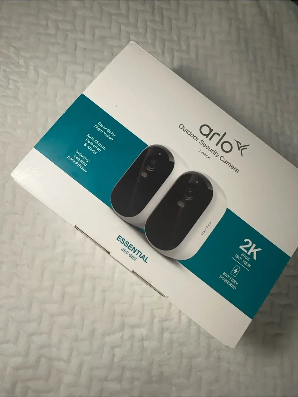 Arlo Essential 2K Outdoor Security Camera Pair - White/Black